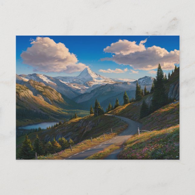 Hyper-Realistische Berglandschaft Ölgemälde Postkarte (Vorderseite)