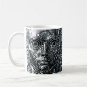 Hyper-Realistisches Robotergesicht Kaffeetasse