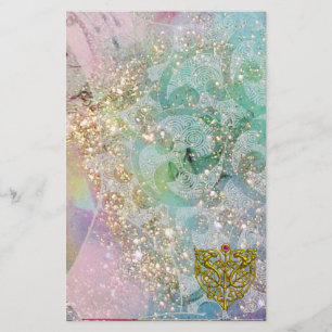 HYPER VALENTINE/GOLD-ZELLTIKHERZ, blaue Glitzern Briefpapier