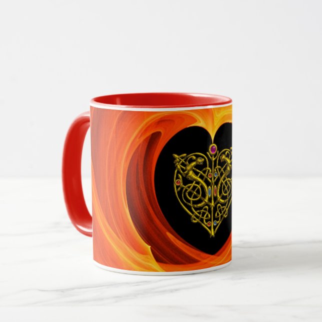 HYPER VALENTINE, GOLD ZELLTIKKNOTEN HERZOrange Tasse (Vorderseite Links)