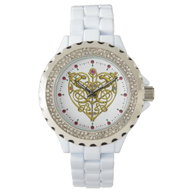 HYPER VALENTINE, GOLD ZELLTIKKNOTEN HERZWEISS ARMBANDUHR (Vorderseite)