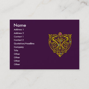 HYPER VALENTINE, Goldenes Herz, lila Visitenkarte