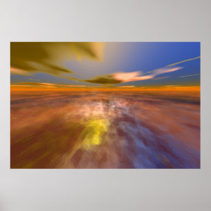 HYPERION WORLD, ALIEN SEASCAPE SKY, CLOUDS Sci-Fi Poster