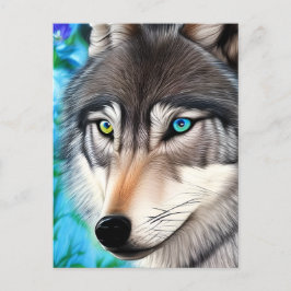 Hyperrealistische Wolf Digital Graphic Postkarte
