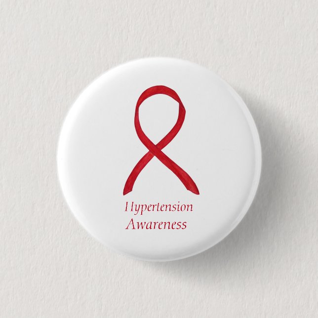 Hypertonie (HTN Awareness Red Ribbon Custom Button (Vorderseite)