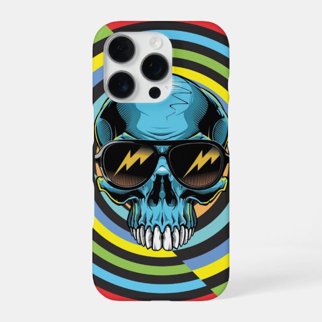 Hypno Funky Totenkopf iPhone 16 Pro Hülle (Rückseite)