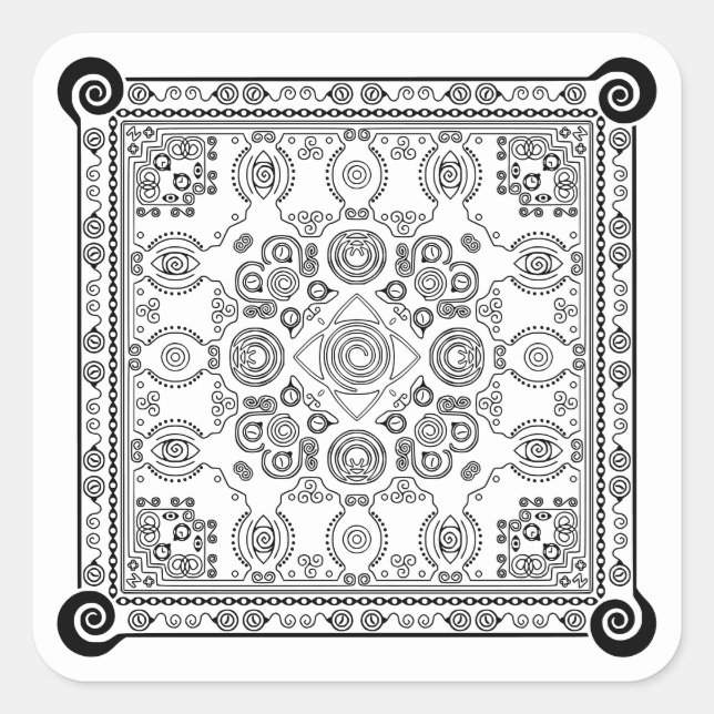 Hypno Hanky Spiral Bandana, Taschentuosensticker Quadratischer Aufkleber (Vorderseite)
