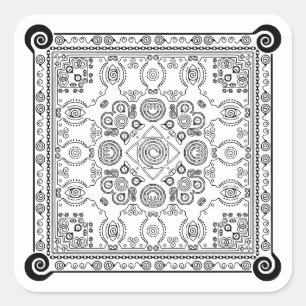 Hypno Hanky Spiral Bandana, Taschentuosensticker Quadratischer Aufkleber