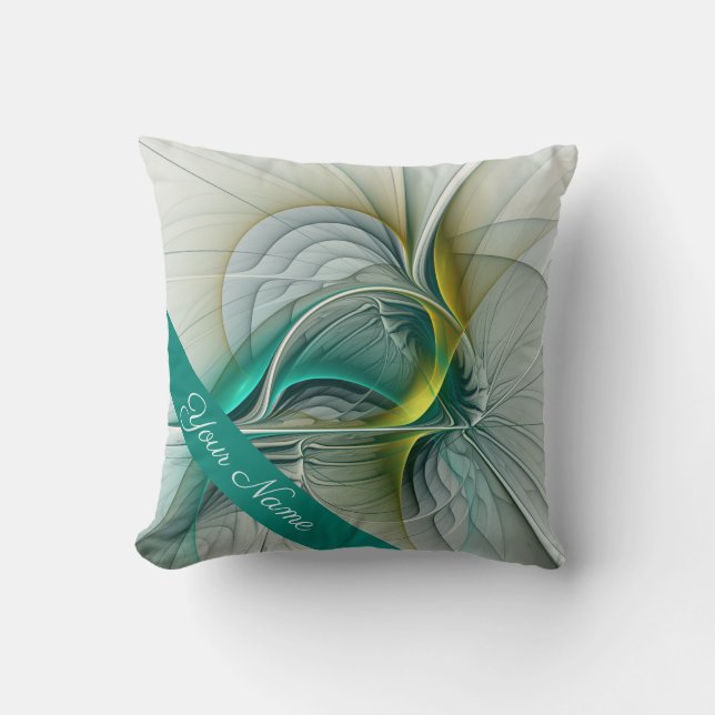 Hypnose Abstrakt Golden Turquoise Aquamarin Kissen (Vorderseite)