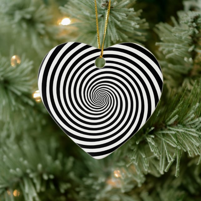 Hypnose-Spirale Herzform Keramik Ornament (Baum)