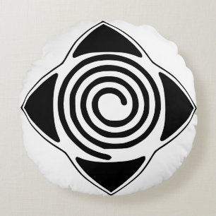 Hypnose Überall Logo Spiralsymbolpilze Rundes Kissen