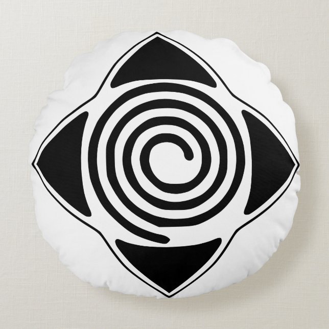 Hypnose Überall Logo Spiralsymbolpilze Rundes Kissen (Vorderseite)