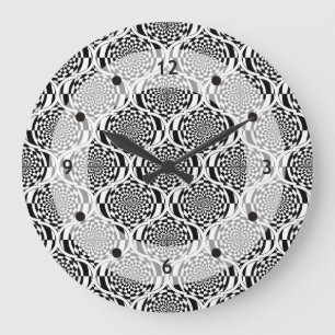 Hypnosis Pattern Schwarz-weiß + Ihre Ideen Große Wanduhr