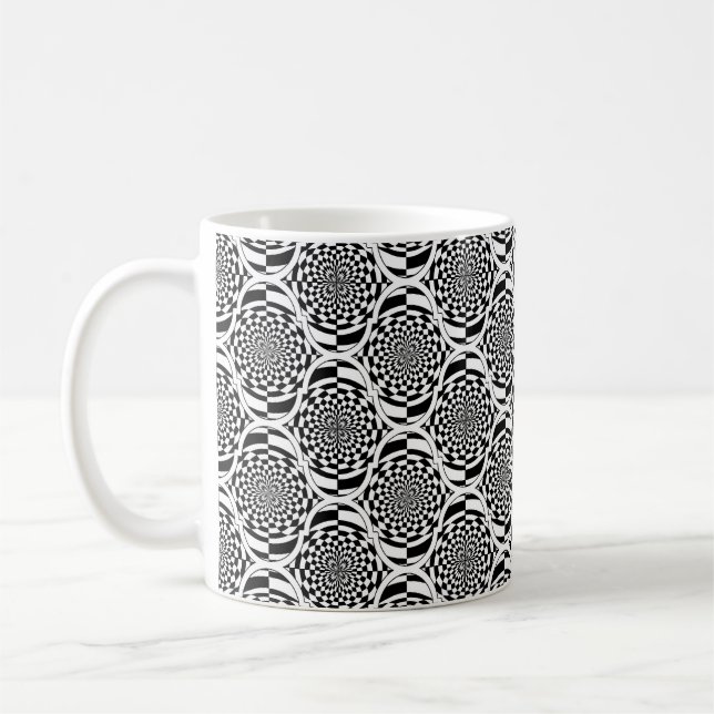 Hypnosis Pattern Schwarz-weiß + Ihre Ideen Kaffeetasse (Links)