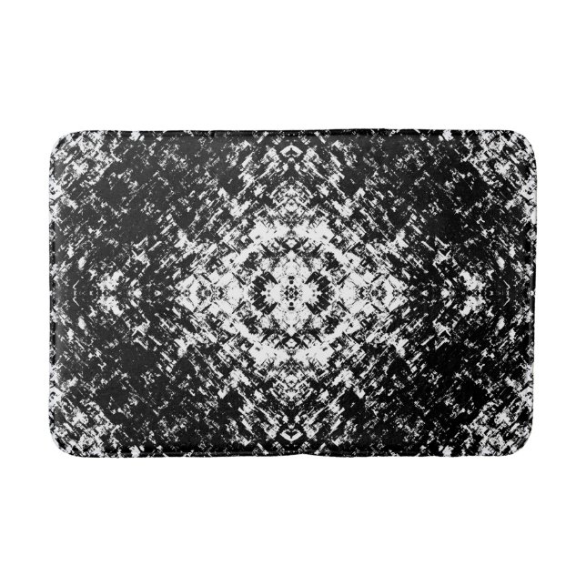 Hypnotic Abstract Black And White Modern Art Badematte (Vorderseite)