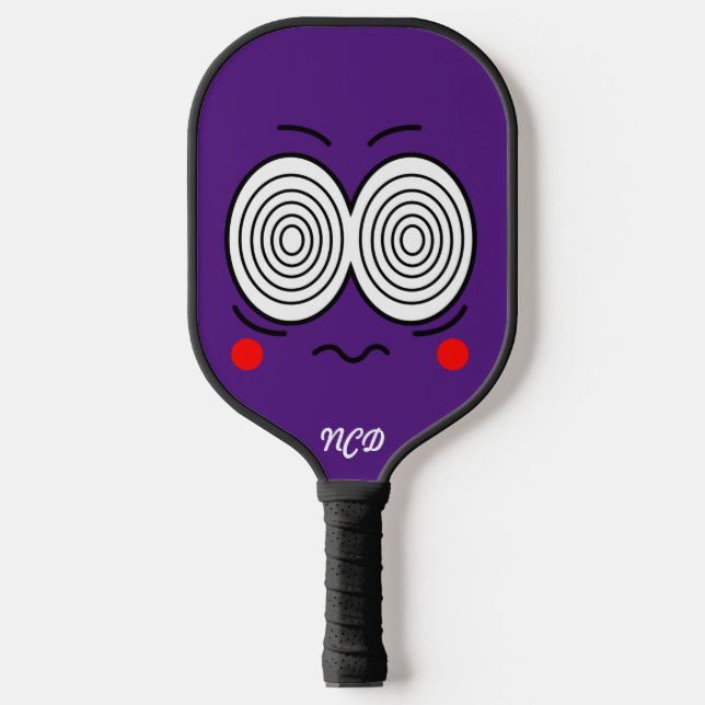 Hypnotic Cartoon Face Monogram Pickleball Paddle (Vorderseite)