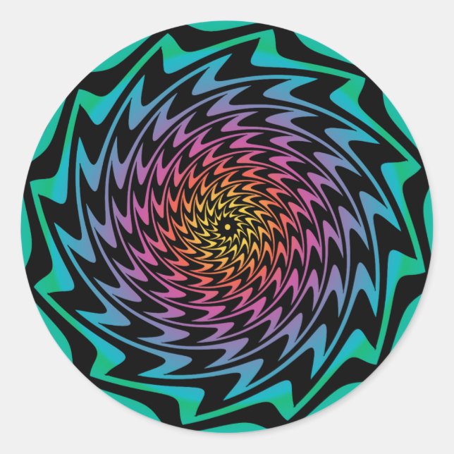 HYPNOTIC DISK Mesmerisierende Neon Cool Zig Zag Sp Runder Aufkleber (Vorderseite)