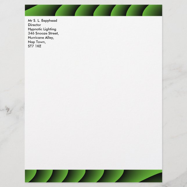 Hypnotic Green Wavy Lines anpassbarer Letterhead Briefkopf (Vorderseite)