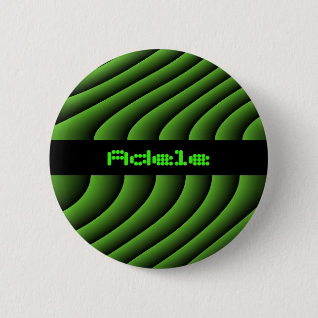 Hypnotic Green Wavy Lines Individuelle Name Button (Vorderseite)