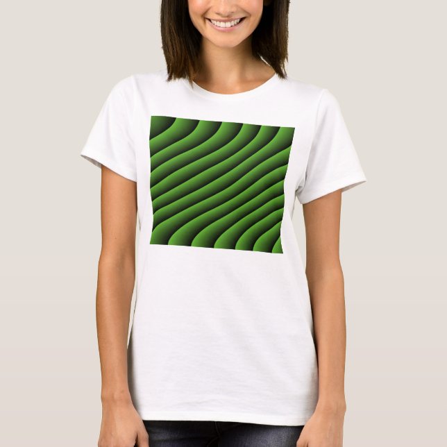 Hypnotic Green Wavy Lines Ladys T Shirt (Vorderseite)