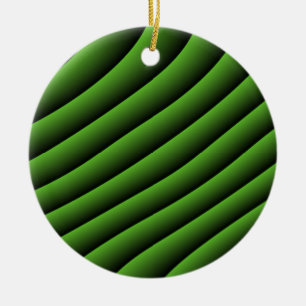 Hypnotic Green Wavy Lines Ornament