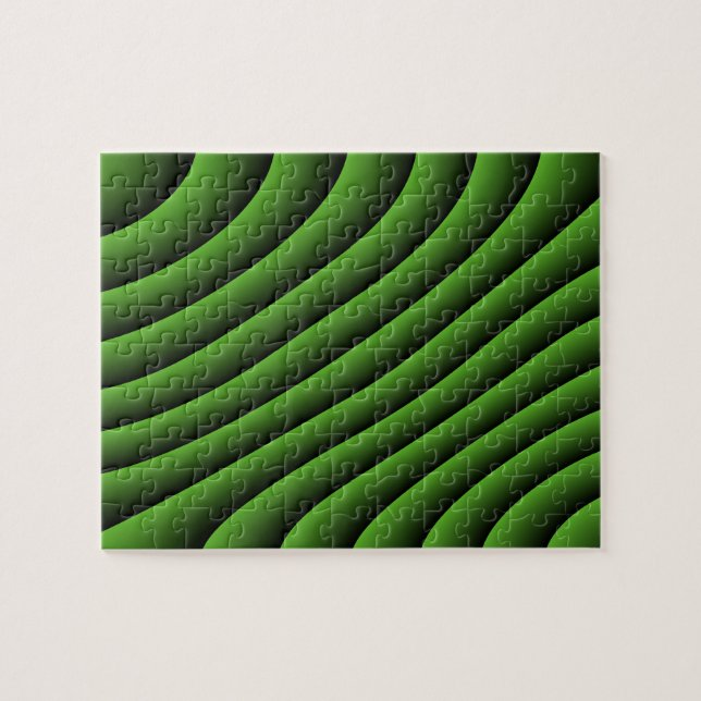 Hypnotic Green Wavy Lines Schwieriges Puzzle (Horizontal)
