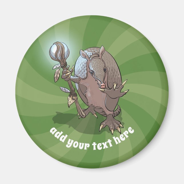 Hypnotic Mystic Armadillo Shaman und Cartoon Magnet (Vorne)