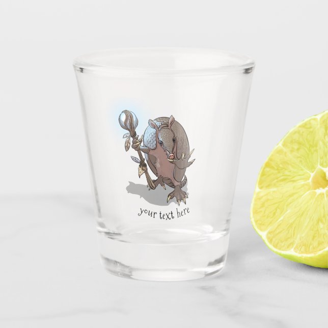 Hypnotic Mystic Armadillo Shaman und Cartoon Schnapsglas (Vorderseite)