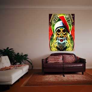 Hypnotic Psychedelic Santa Claus   AI Art Poster