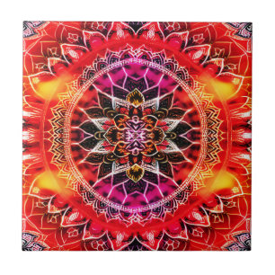 Hypnotic Red Mandala Fliese