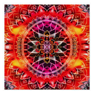 Hypnotic Red Mandala Poster