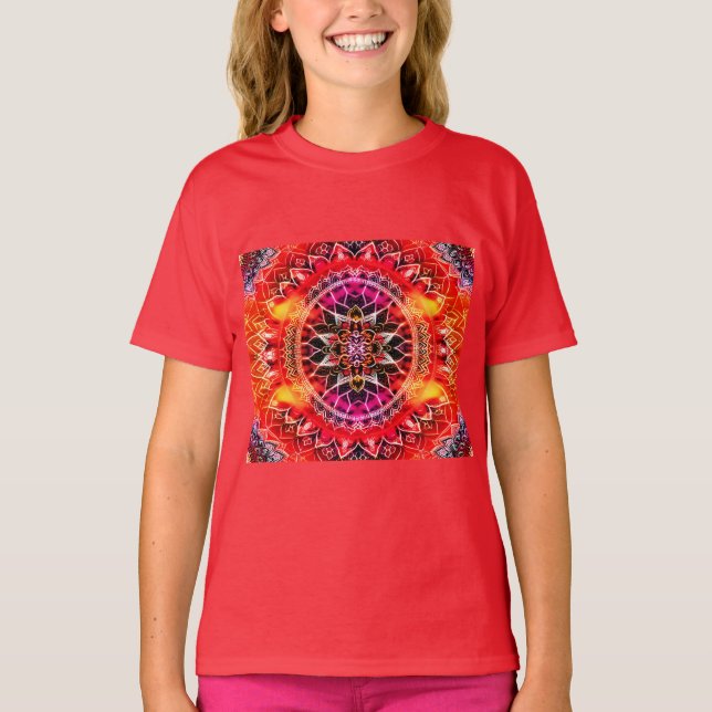 Hypnotic Red Mandala T-Shirt (Vorderseite)
