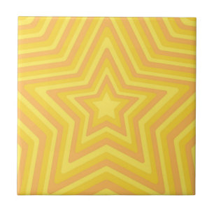 Hypnotisch gelbes geometrisches Sterne-Muster Fliese