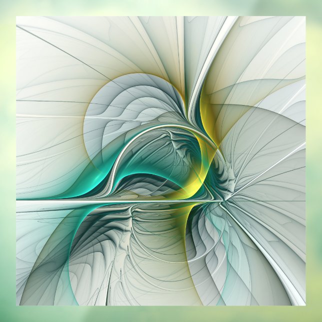 Hypnotische Abstrakt Golden Turquoise Aquamarines  Fensteraufkleber (Blatt 3)