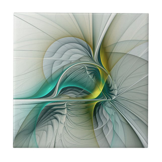 Hypnotische Abstrakt Golden Turquoise Aquamarines  Fliese (Vorderseite)