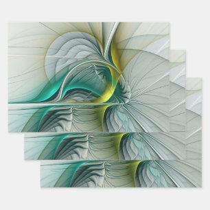 Hypnotische Abstrakt Golden Turquoise Aquamarines  Geschenkpapier Set