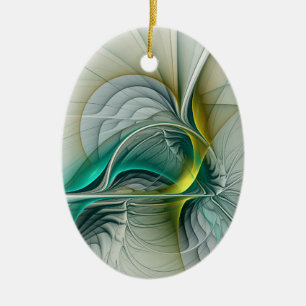 Hypnotische Abstrakt Golden Turquoise Aquamarines Keramik Ornament
