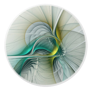 Hypnotische Abstrakt Golden Turquoise Aquamarines Keramikknauf