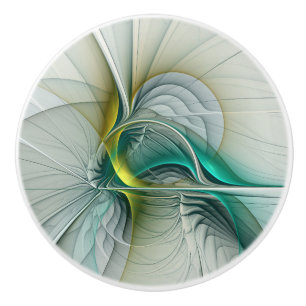 Hypnotische Abstrakt Golden Turquoise Aquamarines Keramikknauf