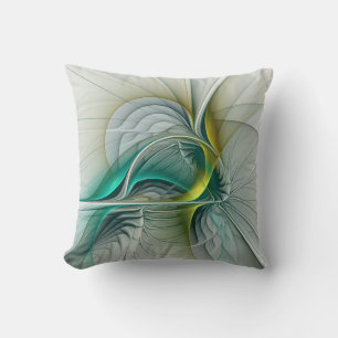 Hypnotische Abstrakt Golden Turquoise Aquamarines  Kissen