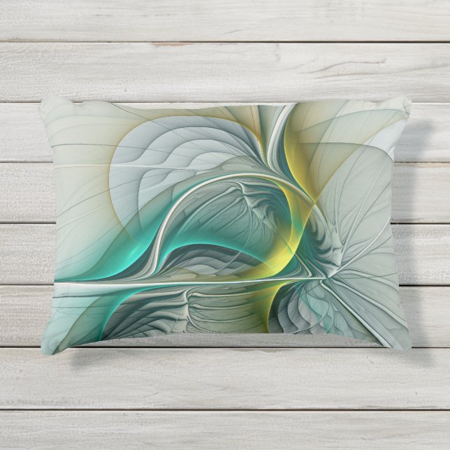 Hypnotische Abstrakt Golden Turquoise Aquamarines  Kissen Für Draußen (Vorderseite)