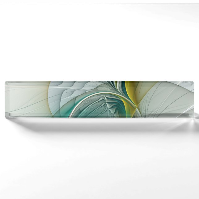 Hypnotische Abstrakt Golden Turquoise Aquamarines  Namensplakette (Vorderseite)