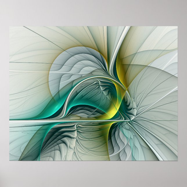 Hypnotische Abstrakt Golden Turquoise Aquamarines  Poster (Vorne)