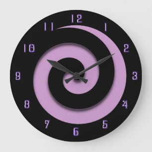 Hypnotische gewundene lila Zahl-Wand-Uhr w lila Große Wanduhr