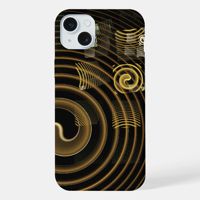Hypnotische goldene Wellen moderne abstrakte Kunst iPhone 15 Plus Hülle (Rückseite)