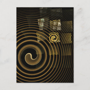 Hypnotische goldene Wellen Moderne Abstrakte Kunst Postkarte