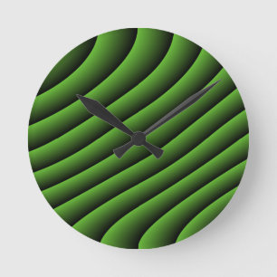 Hypnotische grüne gewellte Linien Wanduhr