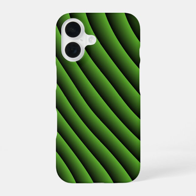 Hypnotische grüne Wellenlinien iPhone 16 Hülle (Rückseite)