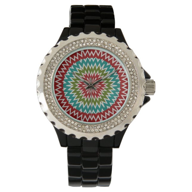 Hypnotische Mandalaik-Blume Armbanduhr (Vorderseite)