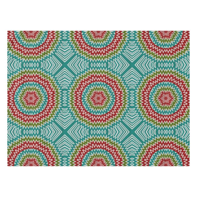 Hypnotische Mandalaik-Blume Tischdecke (Vorderseite (Horizontal))